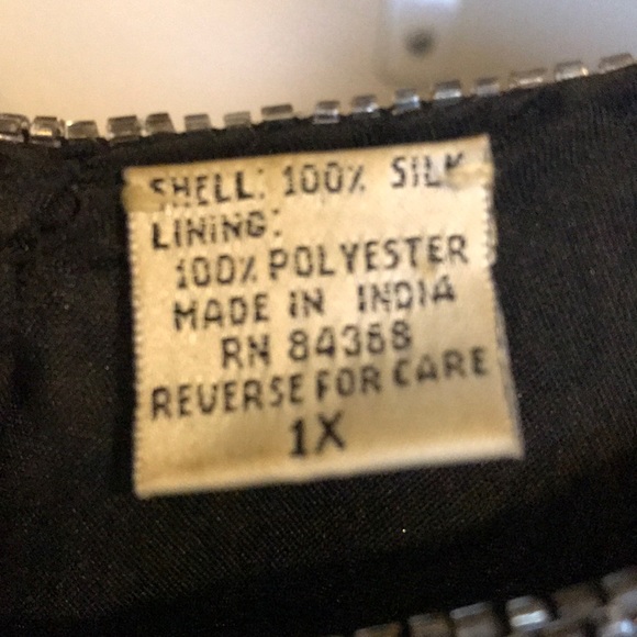 100% Silk Full length black beaded, sequined dress - Picture 5 of 8